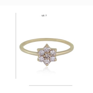 Solid 14K Gold Minimalist Diamond Flower Ring, Tiny Flower Ring, Stackable Ring, Anniversary Gifts, Gift For Her, Women Ring, Beautiful Gift