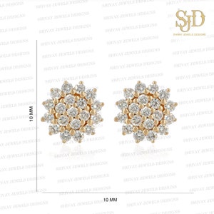 Solid 14K Gold Diamond Cluster Studs, Flower Stud Diamond Earrings, Minimalist Studs, Diamond Earrings, Anniversary Gifts, Elegant Earrings
