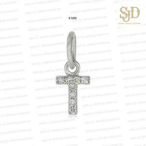 Pave Diamond T Initial Charm Necklace, Solid 14K Gold Letter Pendant, Minimalist Jewelry, Birthday Gifts, Tiny Gift Jewelry, Pave Initials