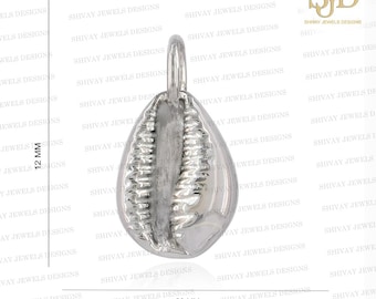 14K Gold Cowrie Shell Pendant Unisex Jewelry Shell Charm Findings Conch Seashell 12*8 MM