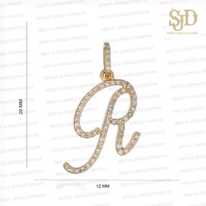 14K Gold Initial Pave Diamond Pendant, Natural Diamond Letter Pendant, Solid Gold Initial Pendant, Diamond Alphabet Pendant, Initial Jewelry