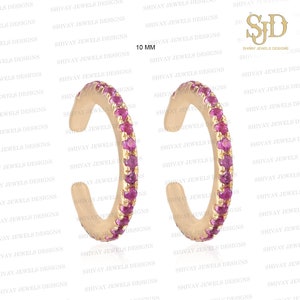 Pink Sapphire Ear Cuff, Solid 14K Gold Ear Cuffs, Tiny Ear Cuff, No Piercing Ear Cuff, Minimalist Ear Cuff, 10 MM Cartilage Ear Cuff Jewelry