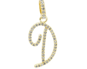 Halsband med hänge i 14 karat guld med diamanter och initialer: Elegant bokstavsberlock, personliga smycken