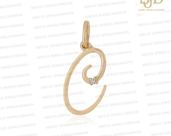 Colgante con inicial C de oro de 14 quilates y diamantes: un delicado dije con la letra C en cursiva, regalo personalizado para mamá.