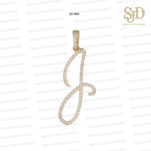 Collar con colgante de inicial de diamante "J" en oro de 14 quilates, dije de diamante natural "J", colgante de inicial de oro macizo, dije de letra grande, dije de regalo