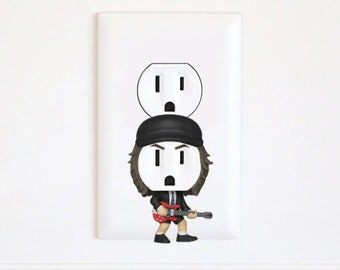 Angus Young - AC/DC - Music - Stickers - Art - Electric Outlet Wall Art Sticker