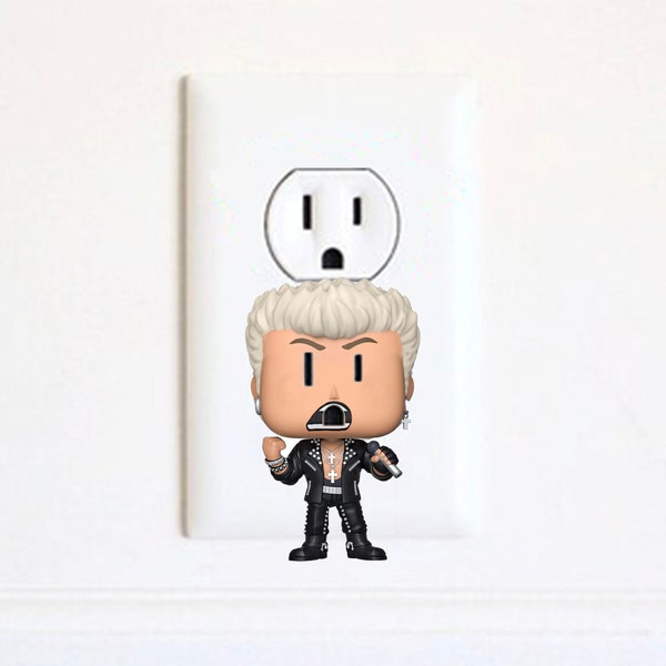 Billy Idol - Stickers - Rock - 80s - Music -  Art - Decal - Electric Outlet Wall Art Sticker