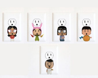Bob's Burgers - Bobs Burgers Pins - Sticker -  Wall Art Stickers - Home Decor - Electrical Outlet Sticker - Office Decor