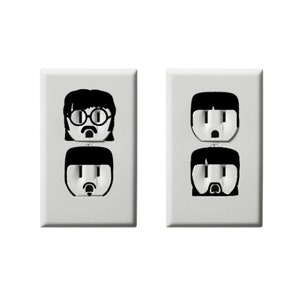 The Beatles - John Lennon - Paul McCartney - George Harrison - Ringo Starr - Adesivo de arte de parede com tomada elétrica