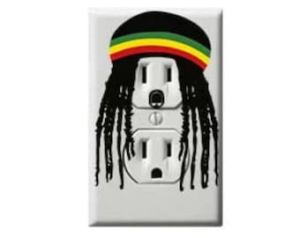 Rasta - Stickers - Handmade - Bob Marley - Reggae - Electric Outlet Wall Art Sticker Decal