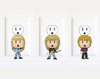 Def Leppard - Joe Elliott - Rick Savage - Rick Allen - Vivian Campbell - Phil Collen - Electric Outlet Wall Art Sticker