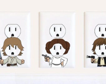 Star Wars - Stickers - Princess Leia - Yoda - Valentines gift for him- Christmas Gifts - Boba Fett - Wall Art - Star Wars The Last Jedi