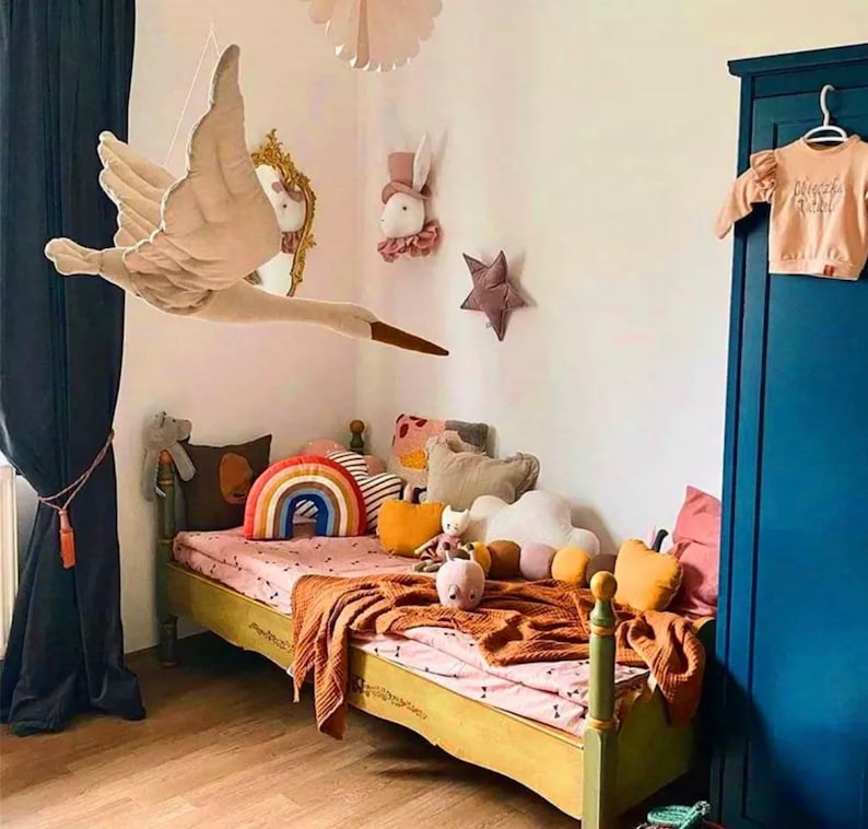 Swan nursery decor wall hanging cot mobile baby baby shower childrens bedroom imaginary swan decor nursery decor gift image 5