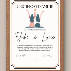 Personalized Symbolic Gift Friendship Certificate for Best Friend PDF Digital File