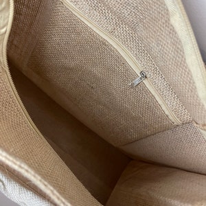 Sac en toile de jute naturel avec les anses blanches personnalisé avec initiale et prénom image 2