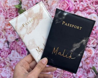 étuis pochette de passeport effet marbre  personnalisée