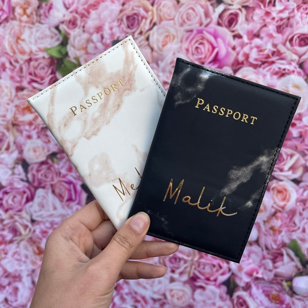étuis pochette de passeport effet marbre  personnalisée
