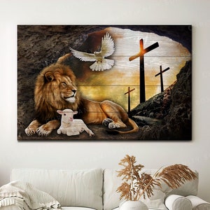 Lion Lamb And Jesus Canvas , God Canvas - Christian Wall Art- CA99