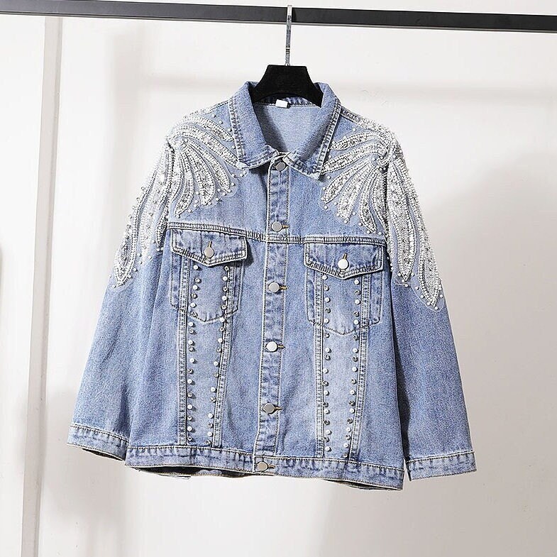 Fate Rhinestone Embellished Washed Denim Jacket – Six Sisters Boutique-NULU