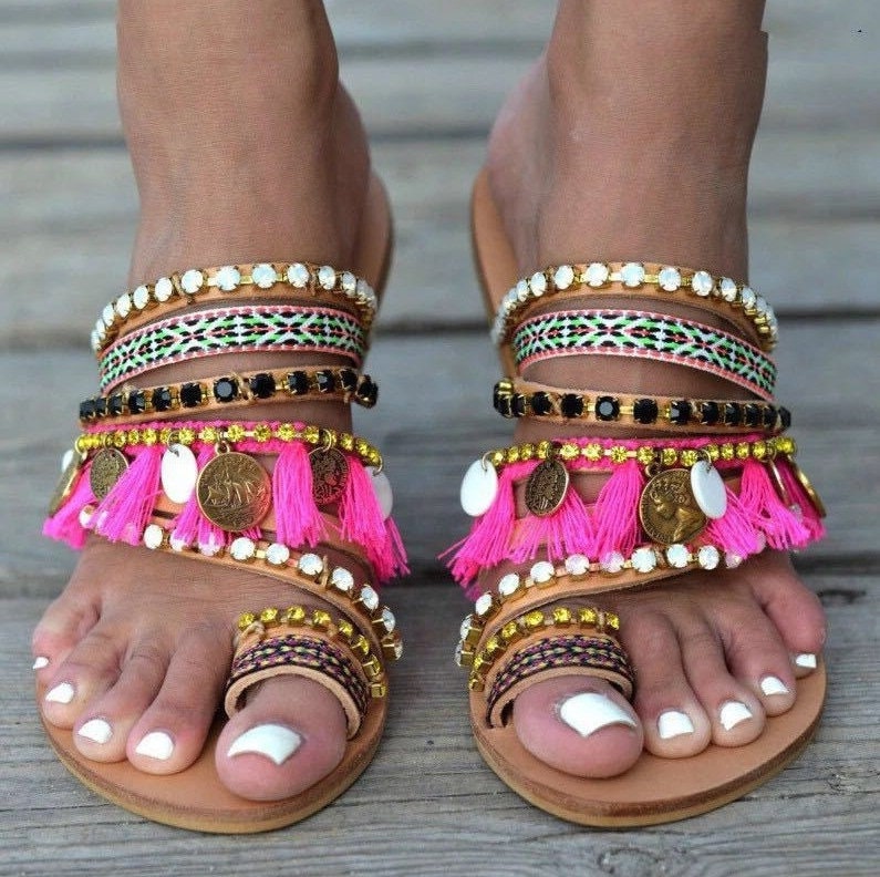 Flat bohemian deals sandals