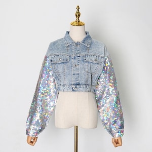 Glitter jean hot sale jacket