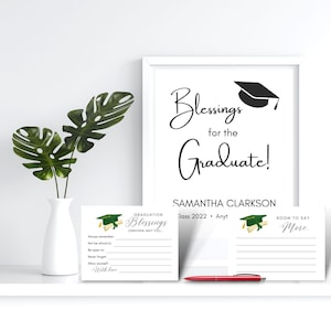 Tarjetas de bendición/consejos de graduación editables con letrero de exhibición de 8x10 / Tarjetas imprimibles para mesa de recuerdos de graduados, universidad, escuela secundaria, 4 colores