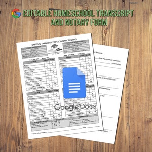 Editable Transcript Template, Homeschool Transcripts, Printable High School Transcript, Transcript Notary Form inclueded