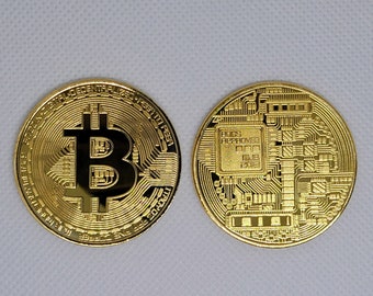 Münze BTC Bitcoin Farbe Gold Metall (inkl. Münzkapsel)