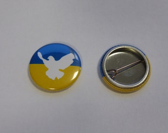 2 Stück Ukraine Peace Frieden Button 25mm *unbenutzt* *Neu*