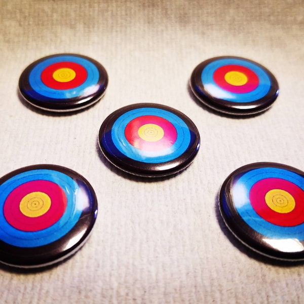 Bogenschiessen, Archery Zielscheibe Button 25mm 5 Stück