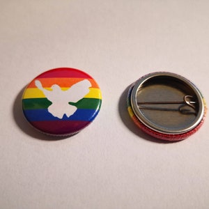 2 pieces Peace Button Gender Dove of Peace Respect (25 mm)