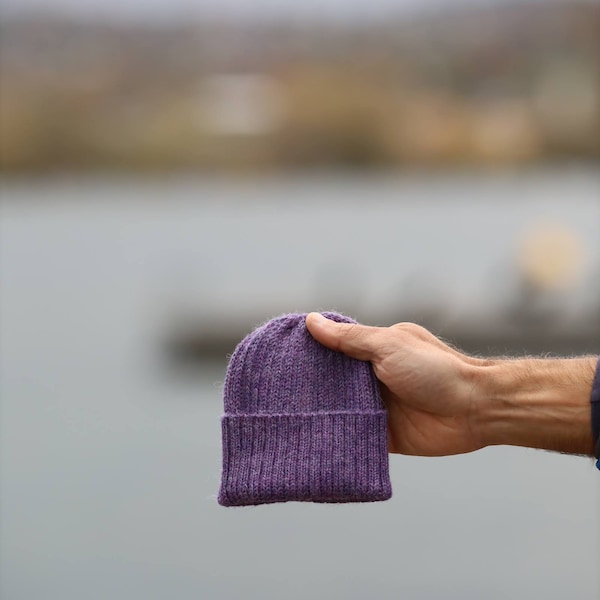 Purple Beanie Hat Made from 100% Alpaca/ Light Purple Children's Watch Cap. Handcrafted in Switzerland