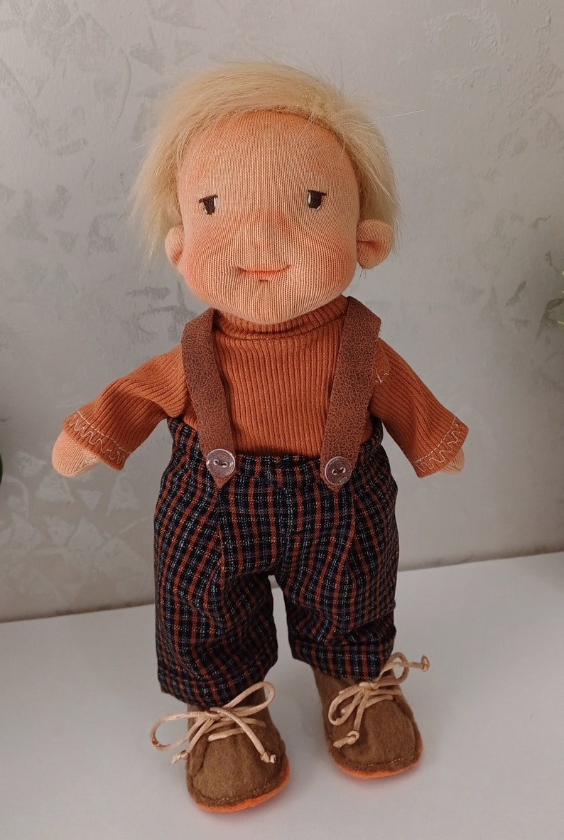 Boy Waldorf Doll, Wool Stuffed Doll, Organic Doll ,Gift For Brother zdjęcie 2