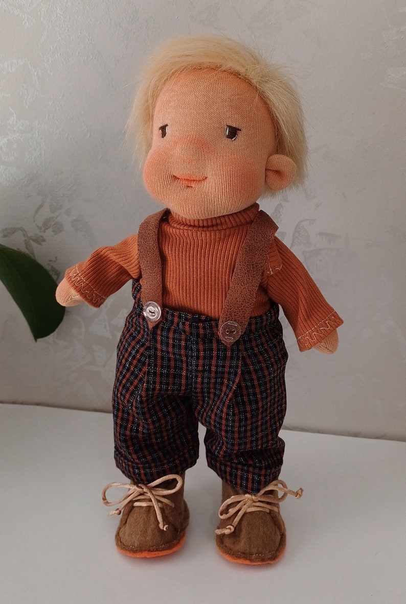 Boy Waldorf Doll, Wool Stuffed Doll, Organic Doll ,Gift For Brother zdjęcie 1