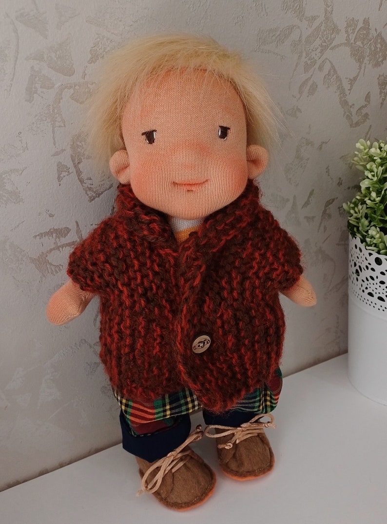 Boy Waldorf Doll, Wool Stuffed Doll, Organic Doll ,Gift For Brother zdjęcie 8