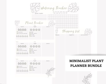BUNDLE 3 pack: Minimalist Plant Trackers Digital + Printable Download | iPad Planner for GoodNotes, Notability, etc.