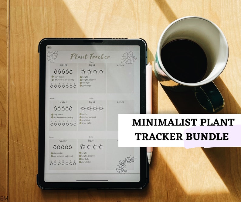 BUNDLE 3 pack: Minimalist Plant Trackers Digital Printable Download iPad Planner for GoodNotes, Notability, etc. image 3