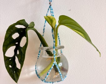 Handmade Beaded Plant Hanger | Boho Suncatcher Beads | Indoor Plant Decor