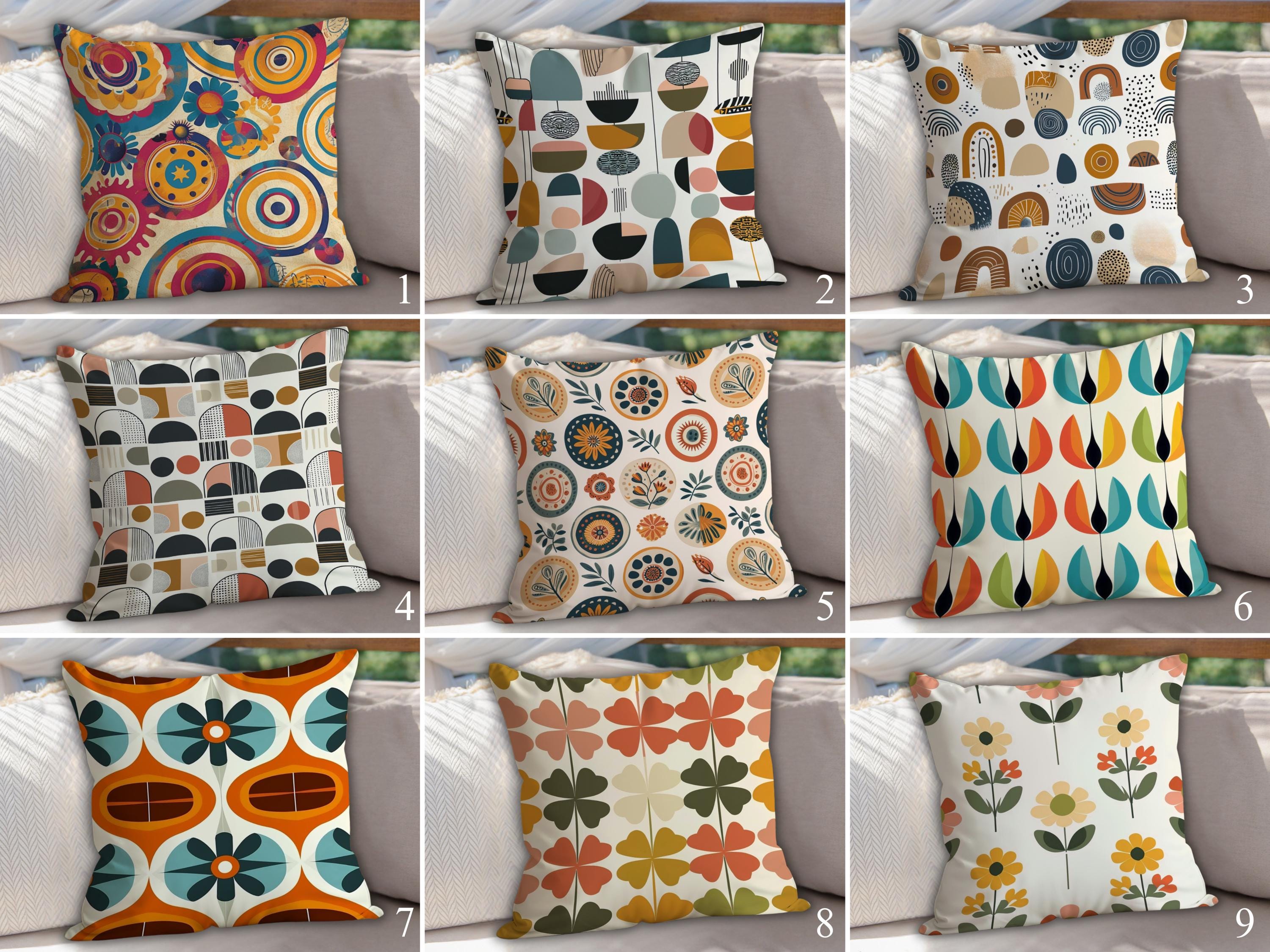 WATERPROOF Abstract Art Pillow Covers, Retro Throw Pillowcase, Vintage Cushion Cover, Boho Chic Pillow Cover, Mid Century Modern Pillow Sham