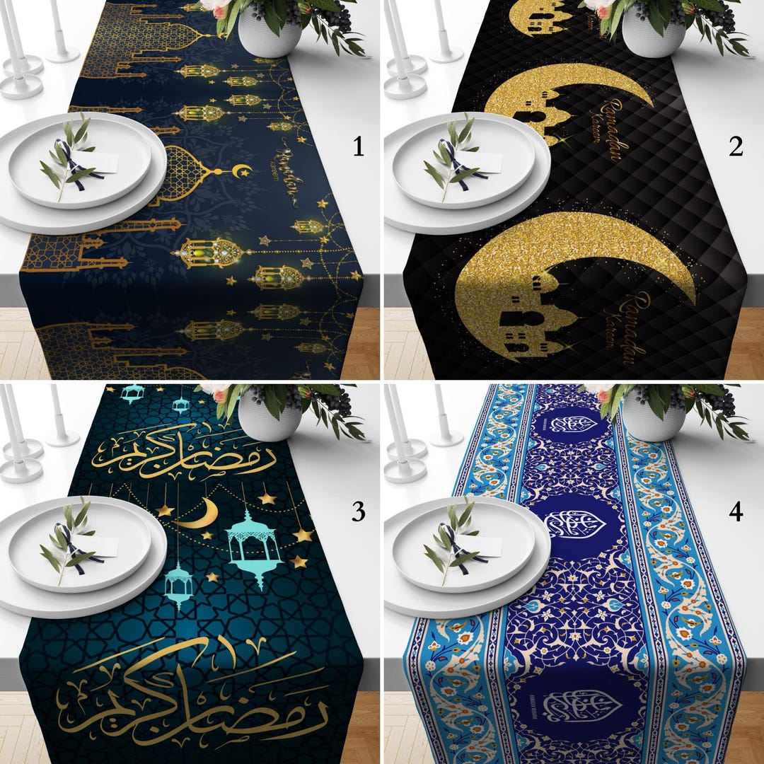 Ramadan Kareem Table Runner, Ramadan Mubarak Dinner Table Runner ...