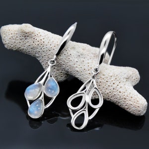Paire de boucles d&#39;oreilles en argent 925, larme 4 x 6 mm, plaqué rhodium