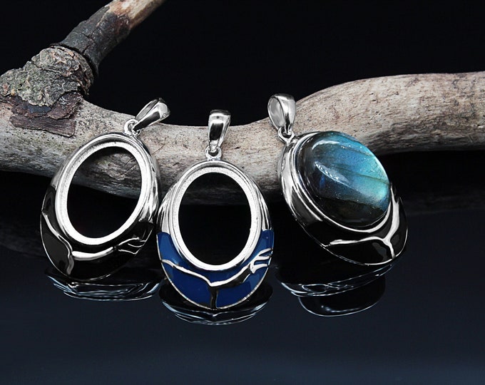 Pendant Blanks, Pendant Base, Silver 925, Stone: 12x16 mm