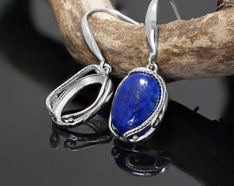 Silver Earring Blank 10x14 Cabochon Base Jewelry Mountings