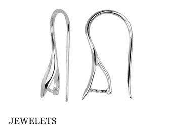 Sterling 925 Silver Ear Hook Pair, Earring Pinch Hook, Gemstone or Crystal Ear Hook Blank, DIY Earring