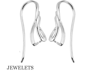 Sterling 925 Silver Ear Hook Pair, Earring Pinch Hook Blank, DIY Earrings