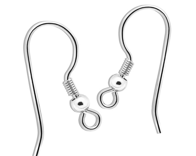 Ear Hooks Pair, 20 mm Height, 8 mm Width, 0,48 g Silver 925, Rhodium Plated