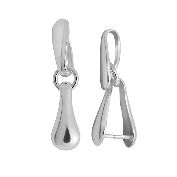 Sterling Silver Pinching Bail Hanger for Stone or Crystal, Silver, Weight: 0,62 g, DIY Jewelry,