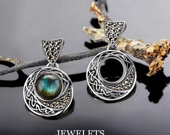 Silver Celtic Knot Pendant Blank, 10 mm diameter, Pendant Base ,925 Silver, Marcasite