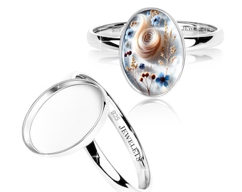 Sterling Silver Ring Blank – 10×14 mm Oval Bezel Cup | 925 Silver Base for DIY Resin, Cabochon & Keepsake Jewelry