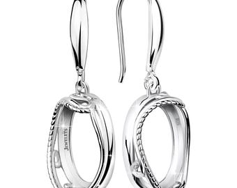 Silver Earring Blanks – 10×14 mm Cabochon Base | Flexible Rhodium Plated Decorative Mountings | Adjustable Setting for Natural Stones